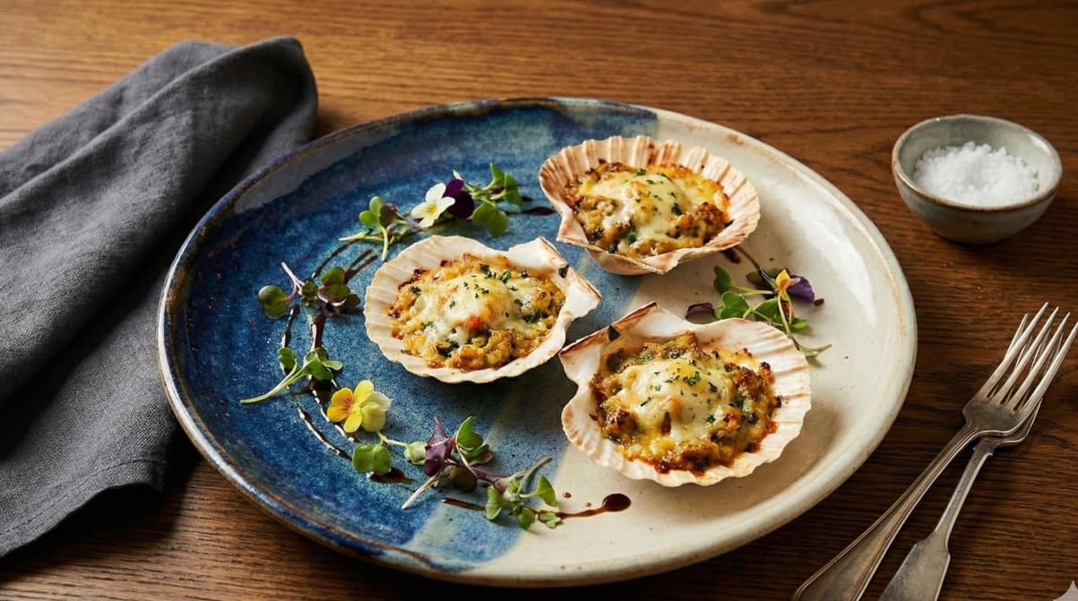 Capesante Gratinate con Funghi