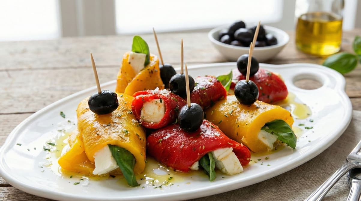 Involtini di Peperoni Mozzarella e Olive