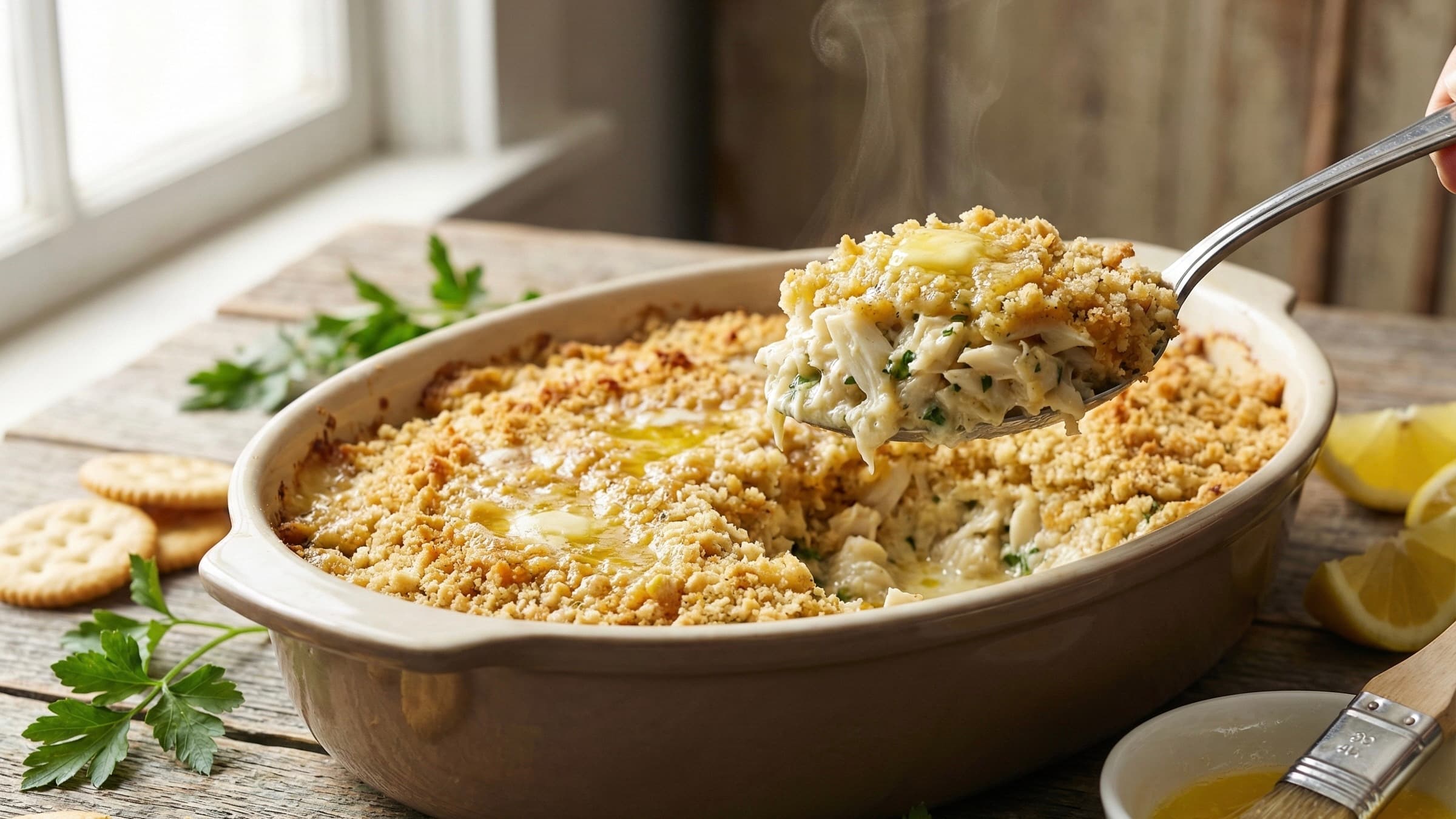 Gratin di Granchio in Crosta di Cracker al Burro