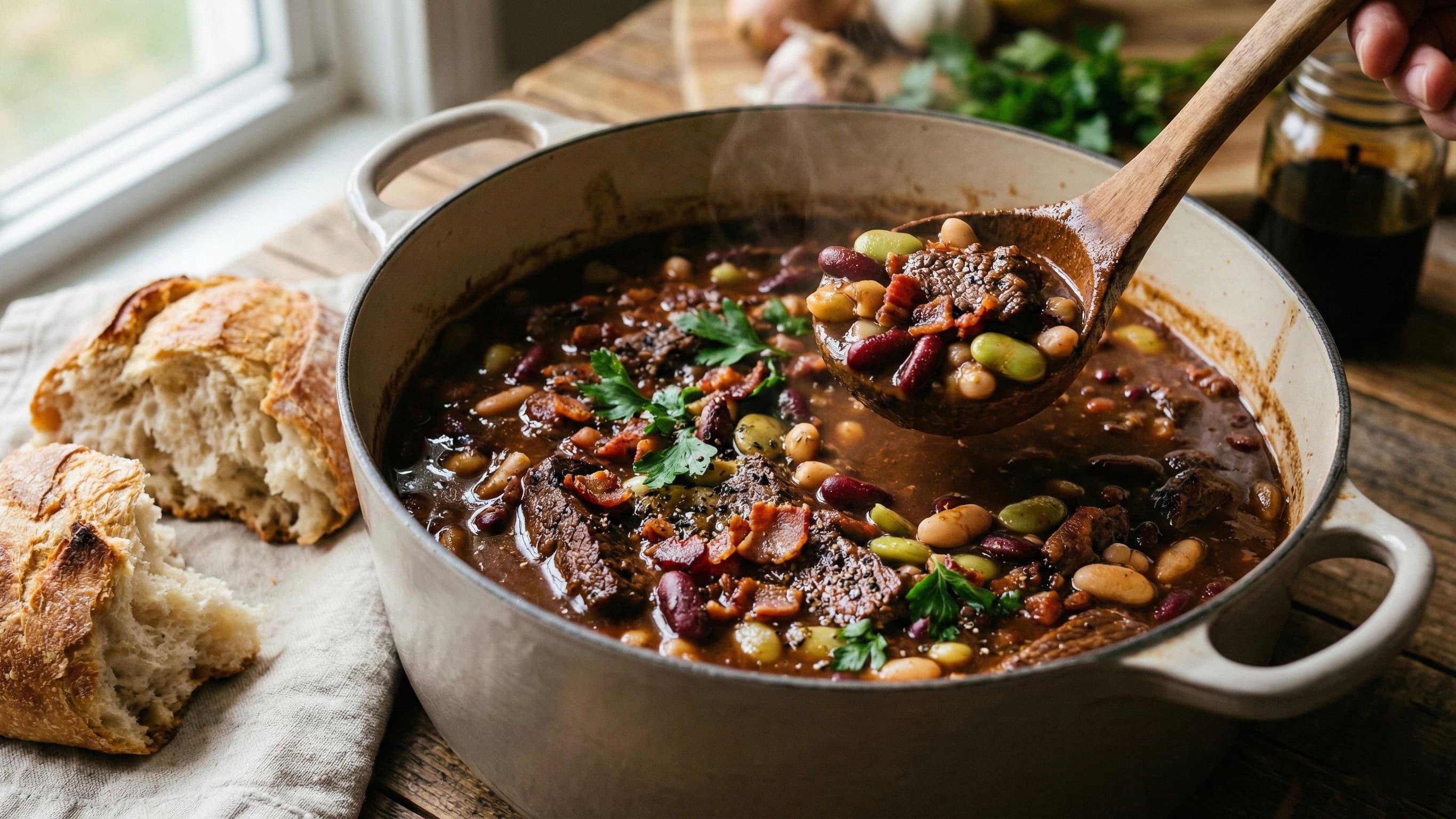 Stufato di Diaframma e Tre Fagioli della Nonna
