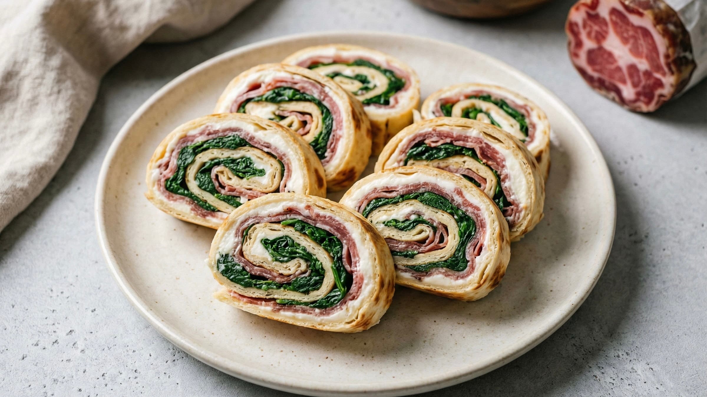 Piadina Romagnola con Coppa, Robiola e Spinaci