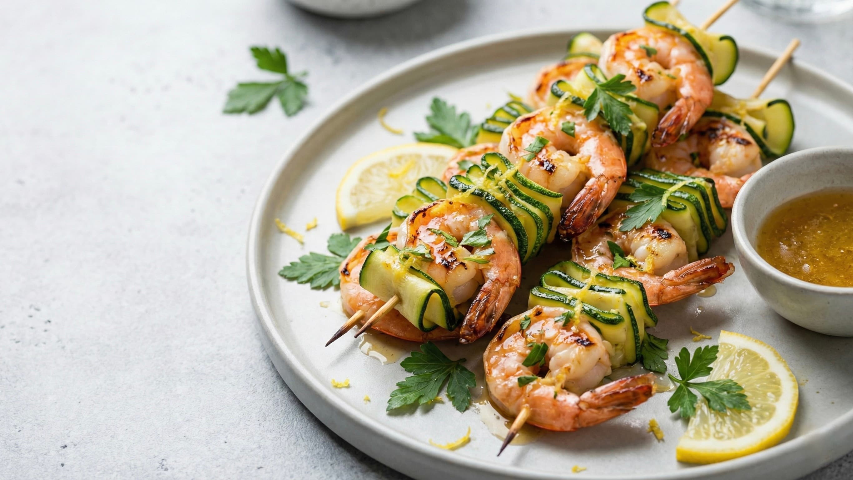 Spiedini di Gamberi e Zucchine al Profumo di Agrumi