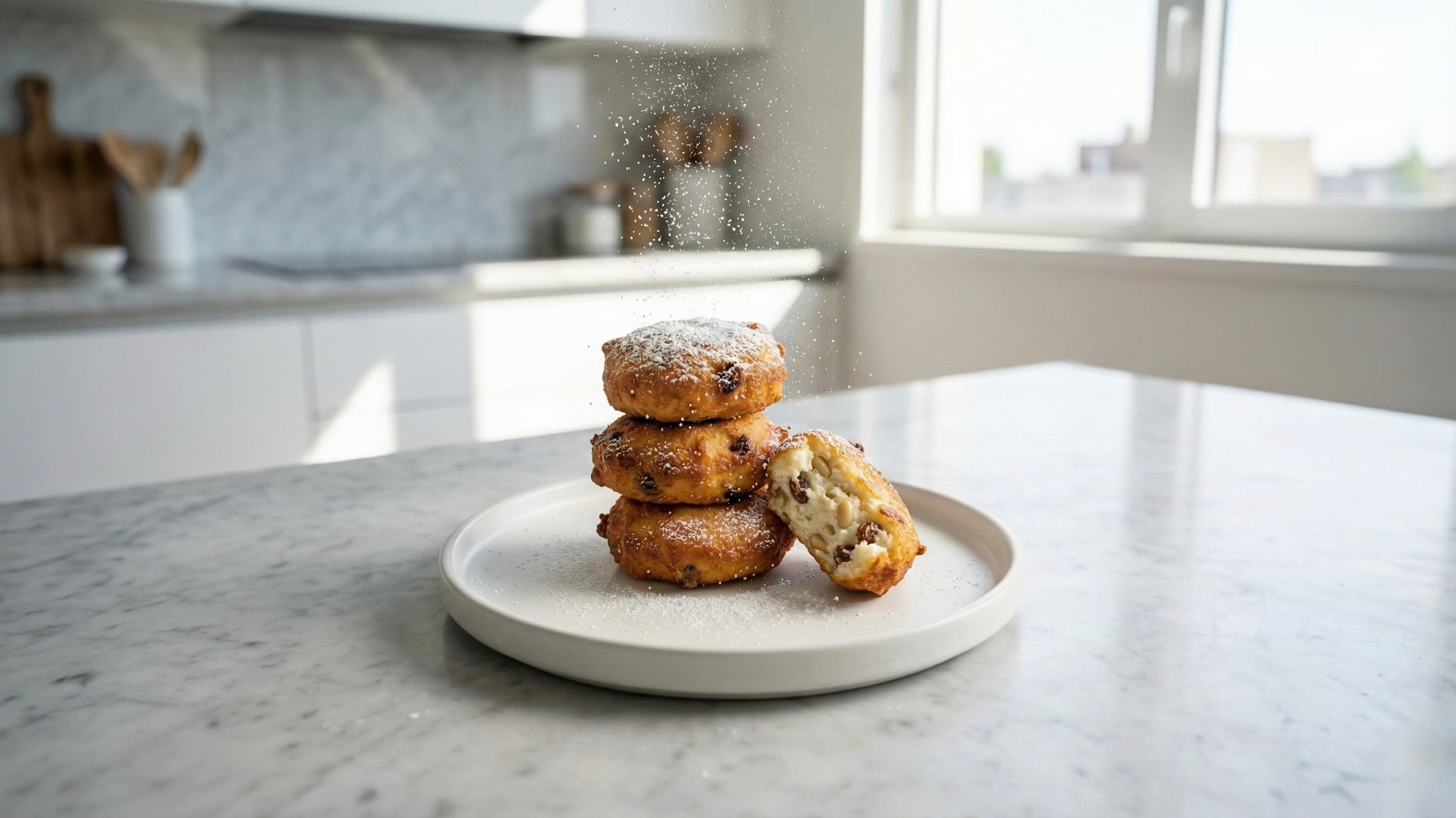 Frittelle di Ricotta, Uvetta e Pinoli